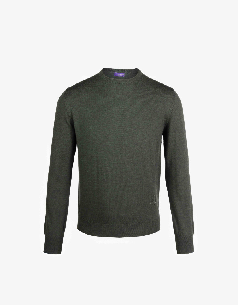 Patrick Hellmann Collection Green Pullover Round Neck 100% Wool image
